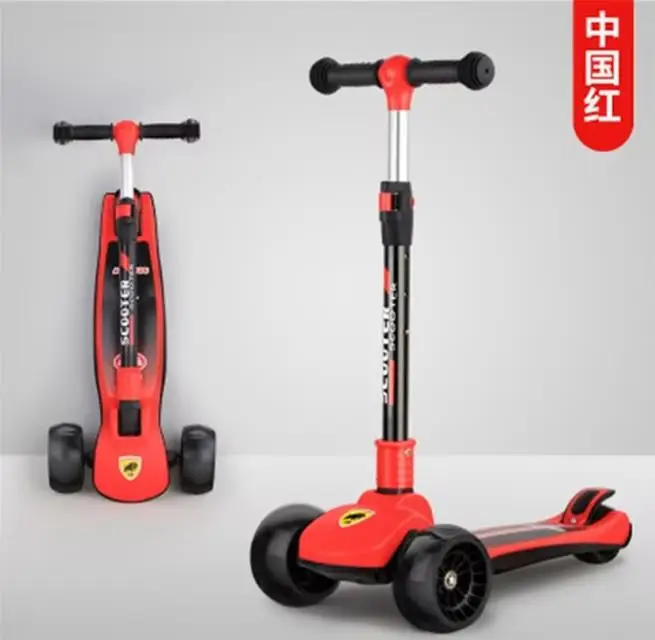 Children's Scooter 1-3-8-15 Year Old Large Scooter Male and Female Single Leg Scooter Music Light Smooth Driving