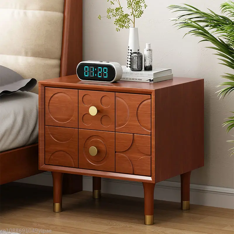 Chinese Bedside Cabinet All Solid Wood Log Side Cabinet Small Bedroom in The Antique Drawer Type Furniture