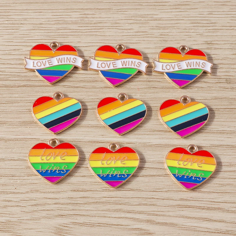 10 Stück Niedliche Bunte Emaille-Regenbogen-Herz-Mond-Anhänger für Schmuckherstellung, Halsketten, Ohrringe, Armbänder, DIY-Bastelzubehör – Detail 11