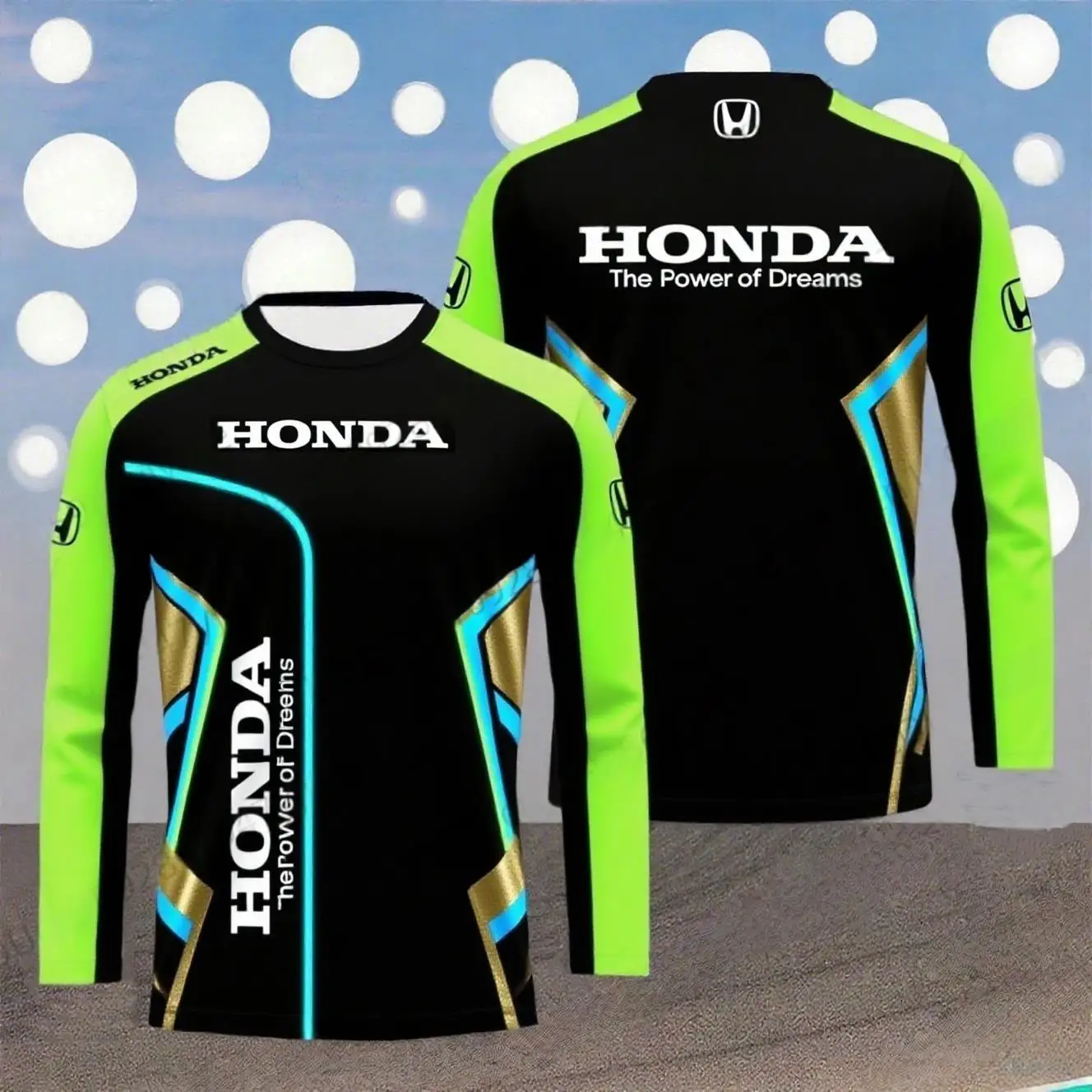 

Spring and Autumn 3D Printing Motociclista Biker Deportiva Quick Drying Long Sleeved Honda Riding T-shirt Tops for Men and Women