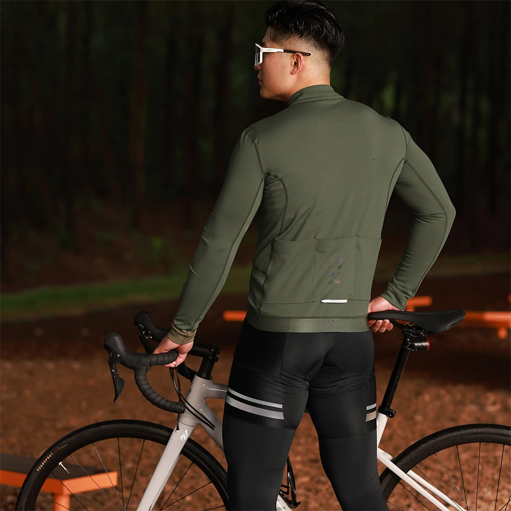 WOSAWE Men Winter Fleece Thermal Cycling Jacket Long Sleeve Windproof MTB Road Bike Windbreaker Bicycle Jersey