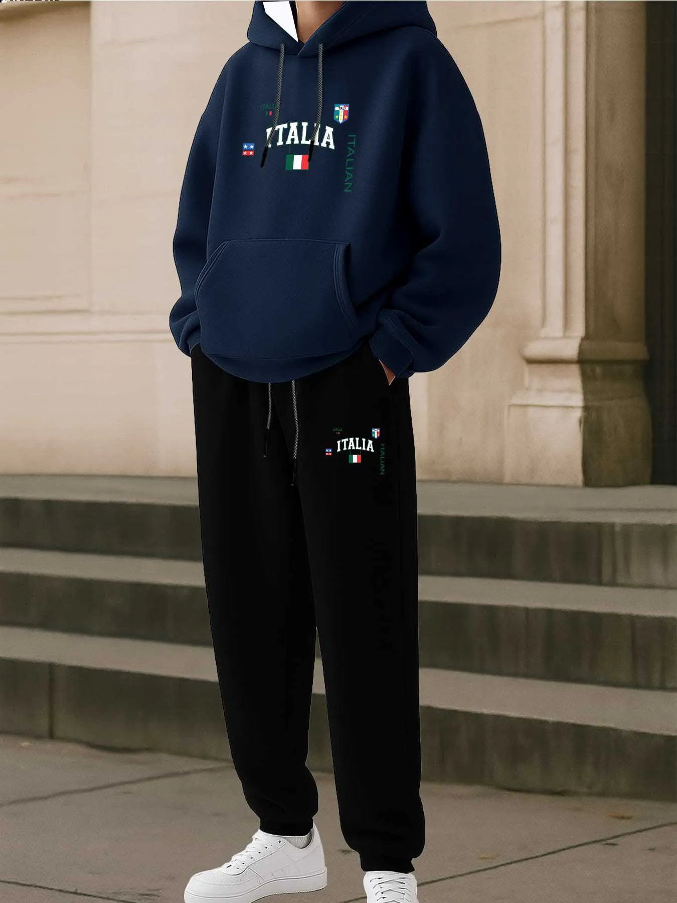 

Новая мужская толстовка с капюшоном на осень-зиму 2025 особенности, повседневная мужская одежда, спортивный костюм, комплект из двух предметов: толстовка + брюки, спортивная одежда