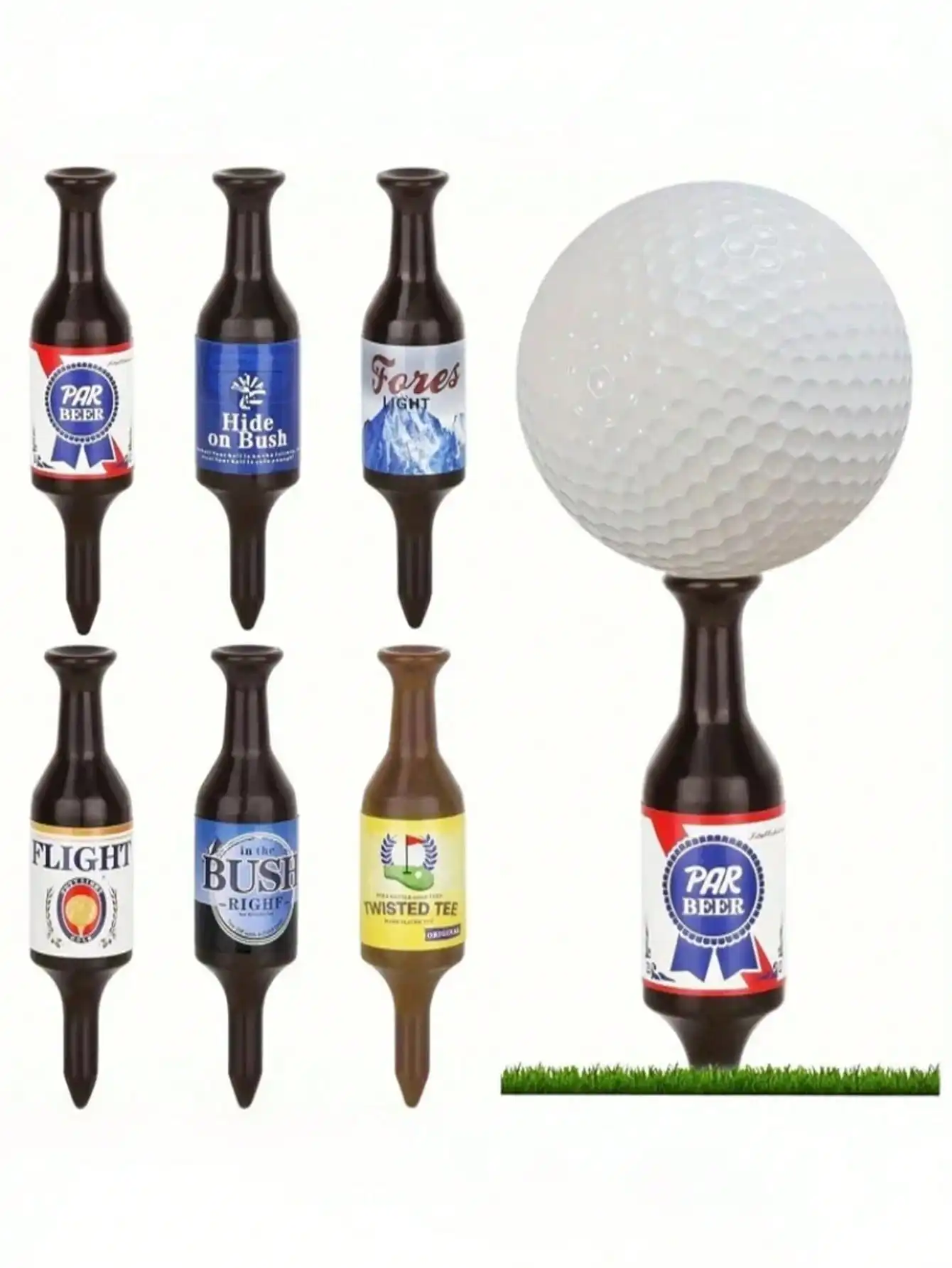 

Novelty Beer Bottle Shaped Golf Tees Available In 1 Or 6 Pieces Tough Unbreakable Plastic Material Stable Placement Easy To Use Practical Golf Course Supplies Unique Creative Appearance Perfect Holiday Party Present Exquisite Sport Gift Choice For Male