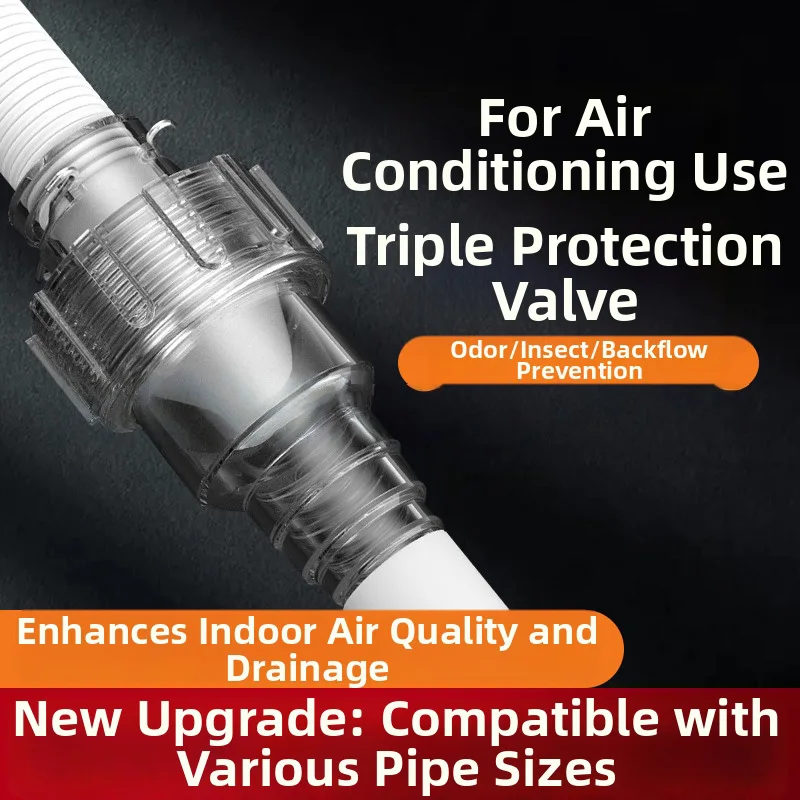 1Pcs PC Condensate Check Valve Transparent Odor-proof Backflow-proof Air Conditioner Drain Pipe Condensate Check Valve