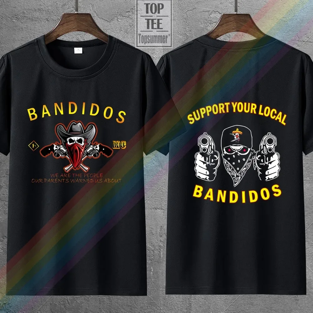 2020 New Support Your Local Bandidos Mens Black T Shirt Bandidos Mc Short Sleeve Casual T Shirt Print Cotton Tops