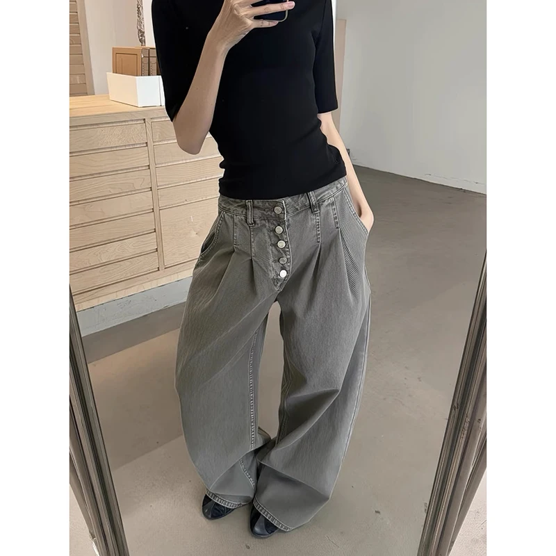 YIBASHU Women's Brown Y2k Jeans Oversize Grunge Jean Pants Vintage Harajuku Baggy Boyfriend Denim Trousers Alternative Clothes view 5