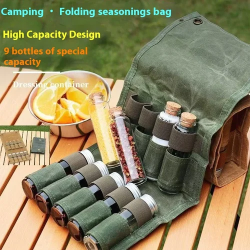 Imagen 1 del producto Contenedores de especias para acampar con sello al vacío: ¡El último kit de especias de viaje para aventuras al aire libre! Kit de especias portátil para acampar, temporada