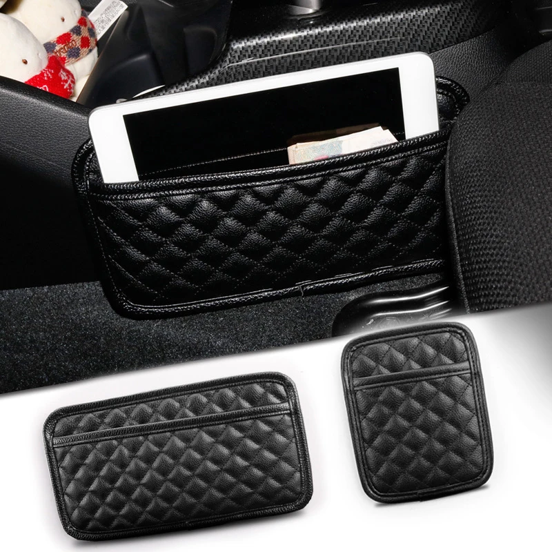 Multifunction PU Leather Car Storage Pocket Seat Back Door Center Console Organizer for Small Stuff Storage Bag