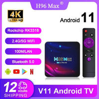 H96 Max V11 Android 11.0 Smart TV Box RK3318 Quad-Core 4GB 32GB 64GB 2.4G 5G Wifi BT4.0 4K100M/LAN Media Player Set Top Box