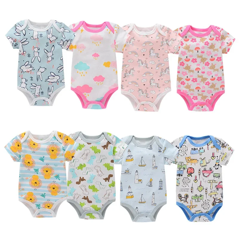 Unisex Short Sleeve Rompers for Baby Boys Girls Clothes 0-24M Cotton One-piece Bodysuits for Newborn Infant Kids Overalls Onesie