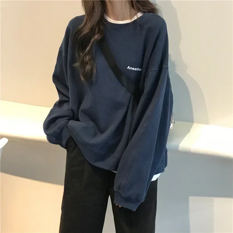 

Женская тонкая толстовка с буквенным принтом, Свободный пуловер с длинным рукавом, в Корейском стиле, Y2k, Летний сезон