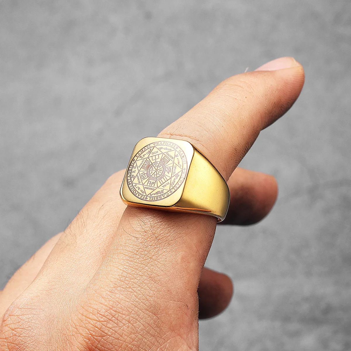 سليمان الكابالا ختم الرجال خواتم الفولاذ المقاوم للصدأ النساء المجوهرات خمر الشرير الصخرة كول الاشياء الإكسسوارات هدية بالجملة