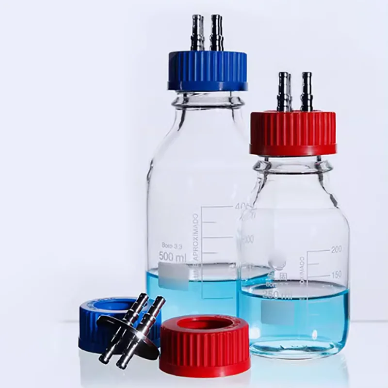 

Laboratory feeding bottle fermentation tank reagent feeding bottle stainless steel bottle cap rehydration bottle blue cap glass