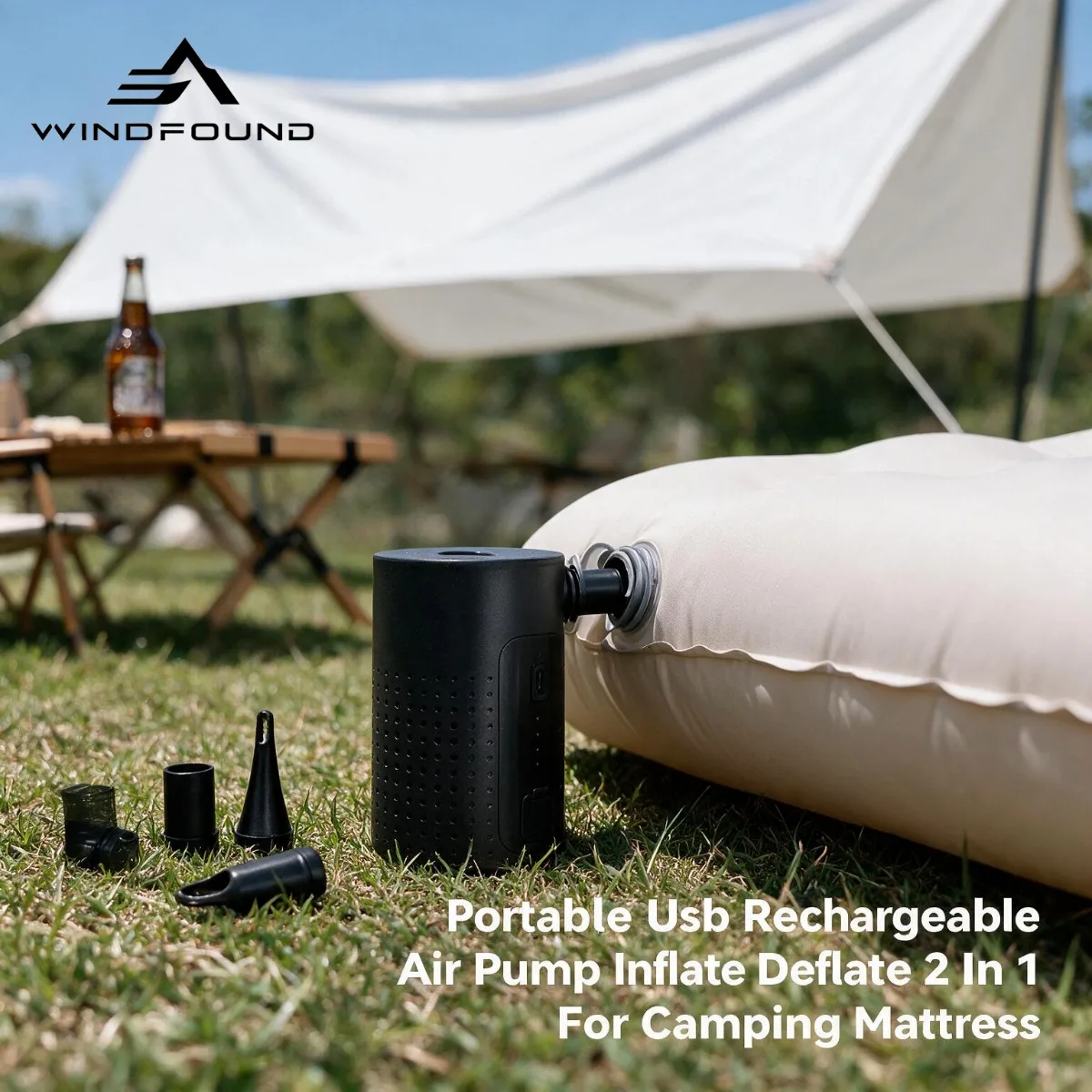 Camping Air Pump Portable High Power Inflator Deflator Compact Electric Pump for Tent Mattress Outdoor Camping