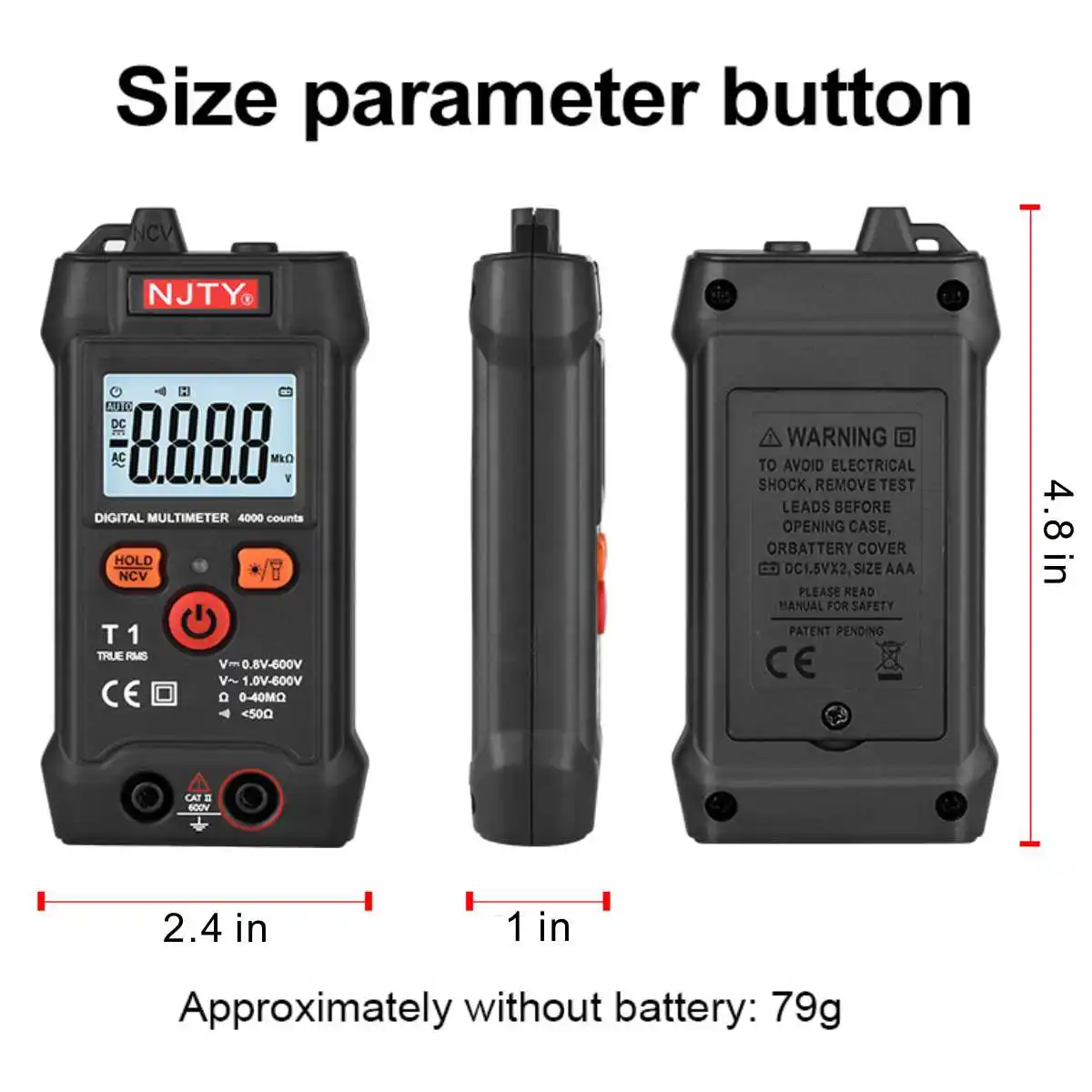 Smart Mini Digital Multimeter Tester RMS 4000 Counts Voltmeter Automatic Range Test Voltage Continuity Resistance NCV Household