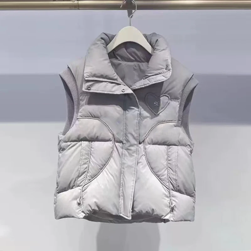 Luksusowa damska kurtka puchowa 2025 Zima Nowa Kolekcja Haftowane Serce Ciepło i Komfort Modna Kamizelka Damska