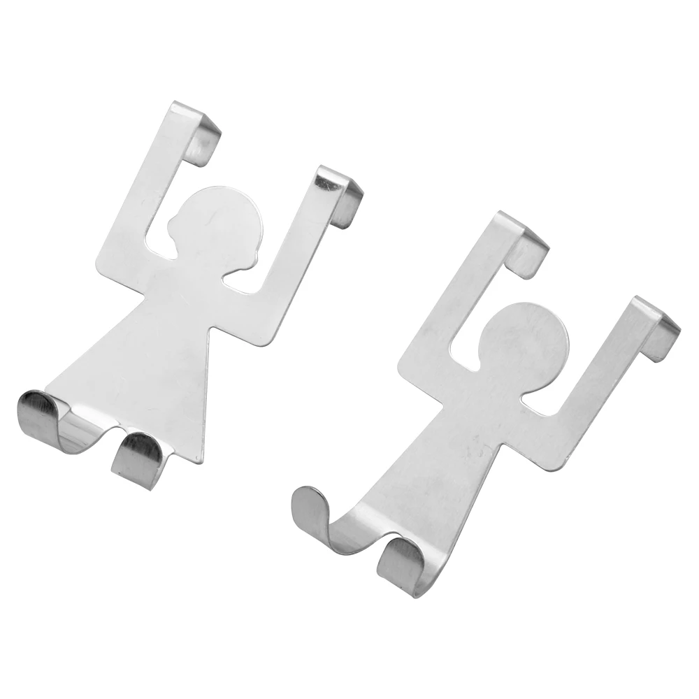 Stainless Steel Kitchen Cabinet Pot Pan Hooks Wall Door Hanger Lovers Shaped Hooks House Clothes Storage Rack Tool 2Pcs/Set