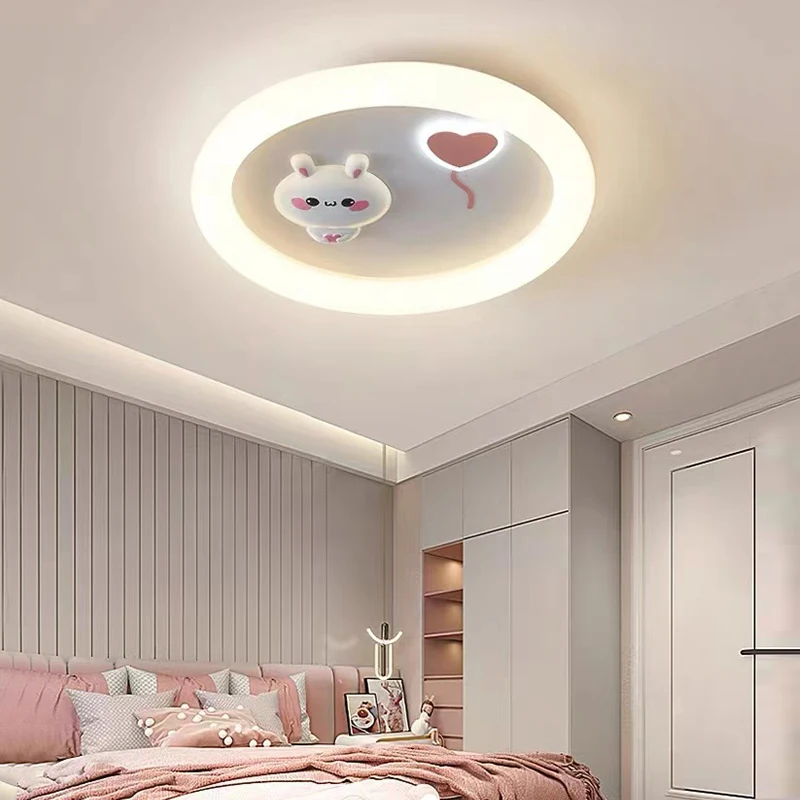 Imagem -05 - Luzes de Teto Led Coelho Branco Lâmpadas Nordic Childrens Room Lustre Redondo do Coração do Coelho Quarto de Meninos e Meninas Lustre Infantil