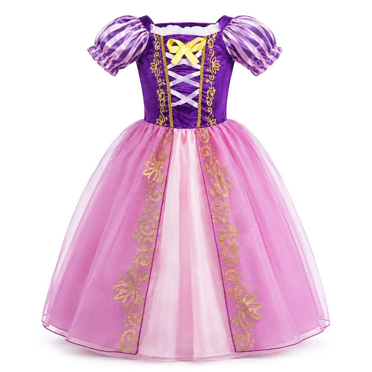 Girls Princess Dress Cosplay Costume Kids Halloween Fancy Dress Up Snow Queen Yellow Beauty Pink Purple Gown Party Clothes view 6