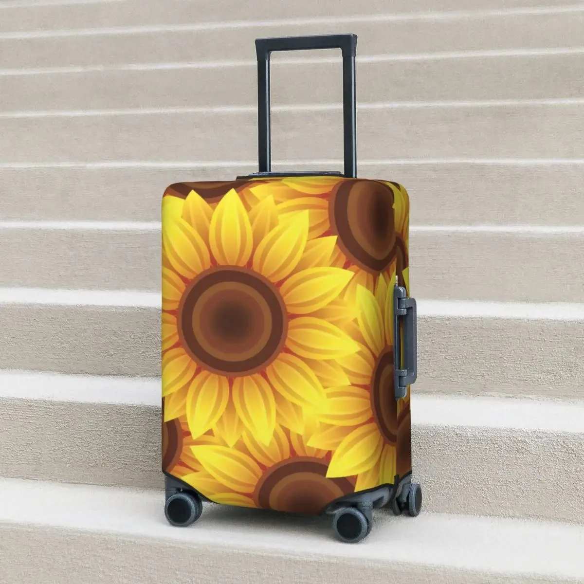 Sunflower Print Suitcase Cover Yellow Flowers Cruise Trip Protection Vacation Elastic Luggage Supplies