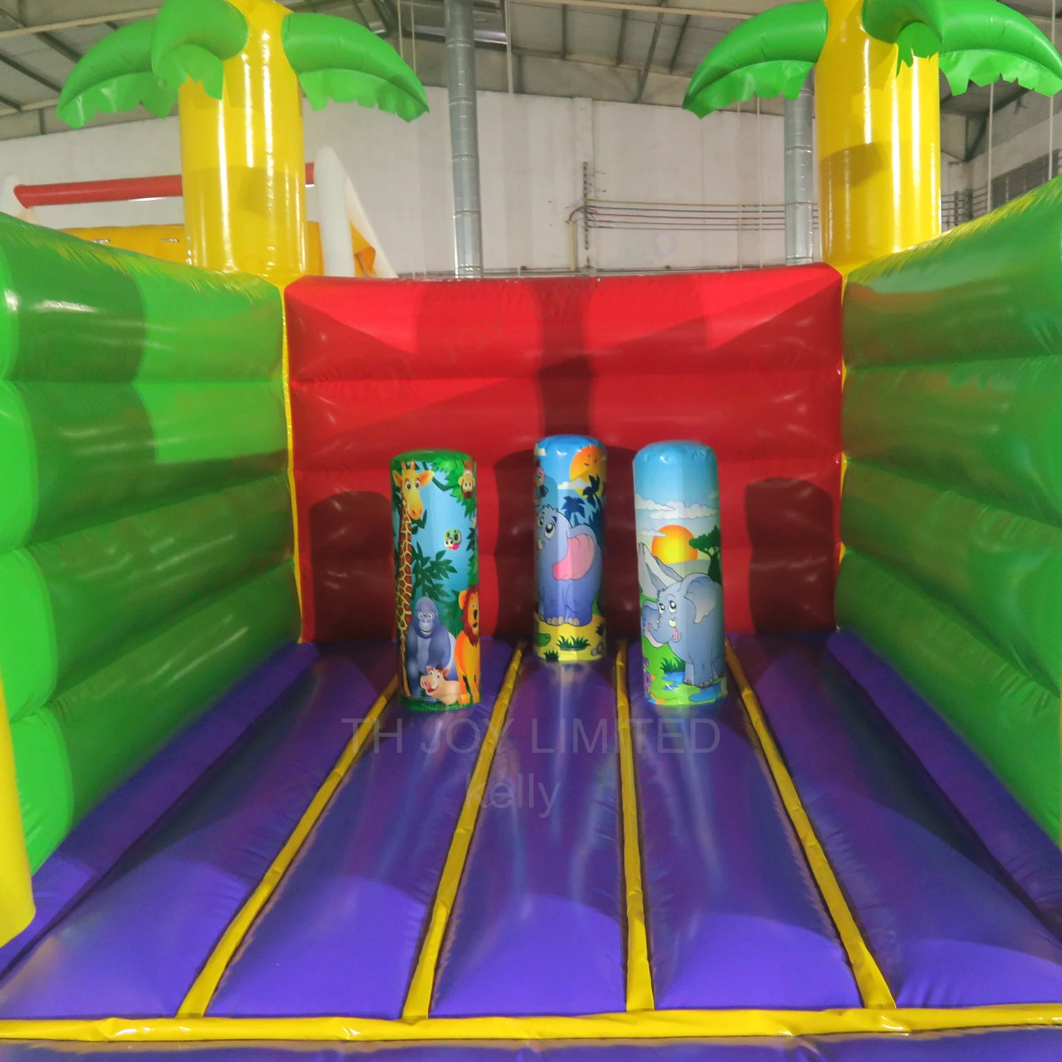 3,5 x 3 x 2,8 m schöne aufblasbare Hüpfburg Elefant Luftspringen Hüpfburg Luft Moonwalk mit Palme für Kinder