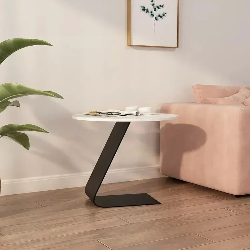 Minimalist Nordic Living Room Coffee Table, Round Rock Board, Bedside Table, C-Type Side Table for Practical Home Furniture