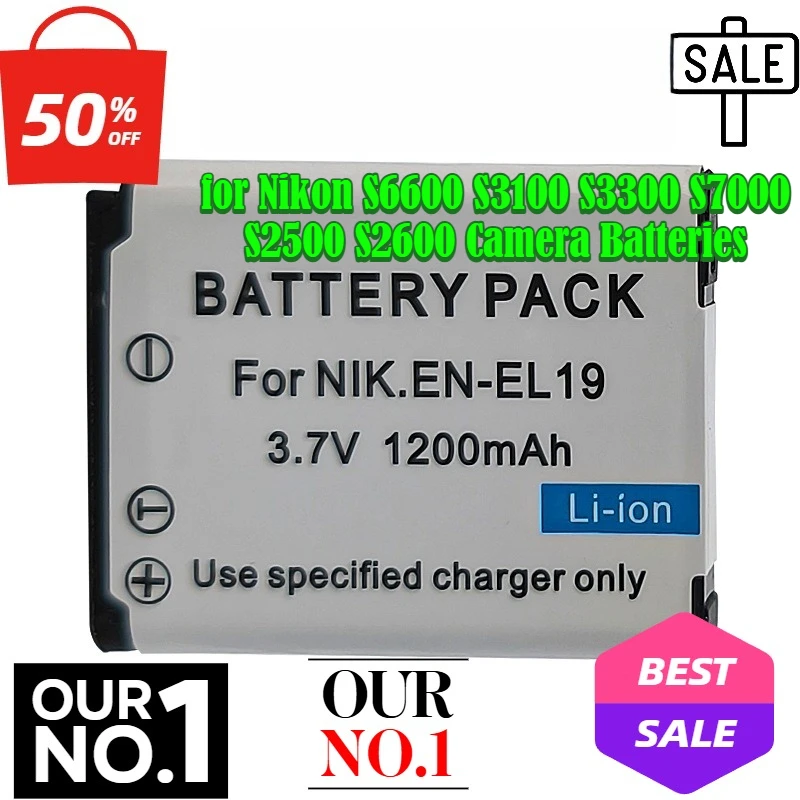 

3.7V 1200MAH EN-EL19 Battery for Nikon S6600 S3100 S3300 S7000 S2500 S2600 Camera Batteries