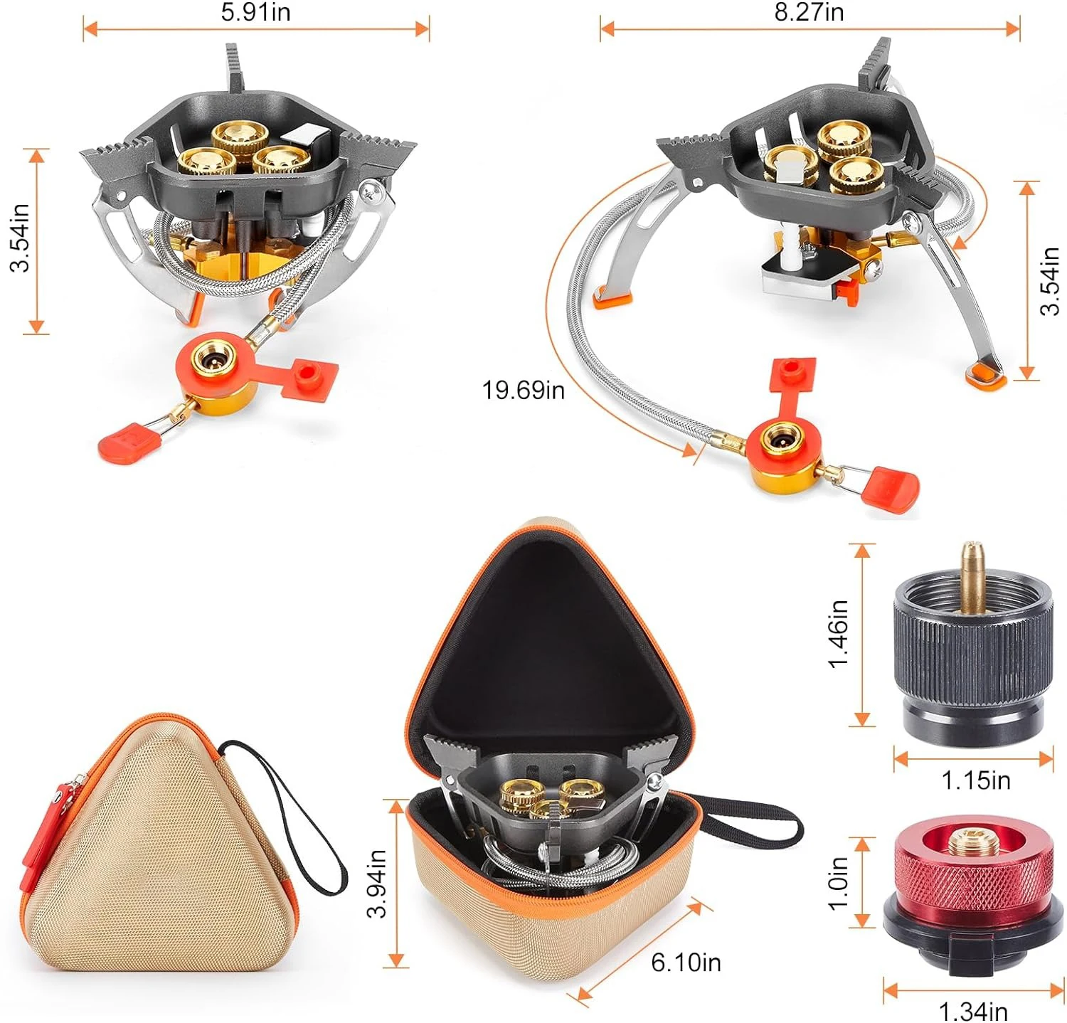 Imagem -06 - Fogão de Acampamento à Prova de Vento Dois Combustível Vasilha Adaptador Fogão Portátil Fogão para Mochila ao ar Livre Caminhadas 7200w