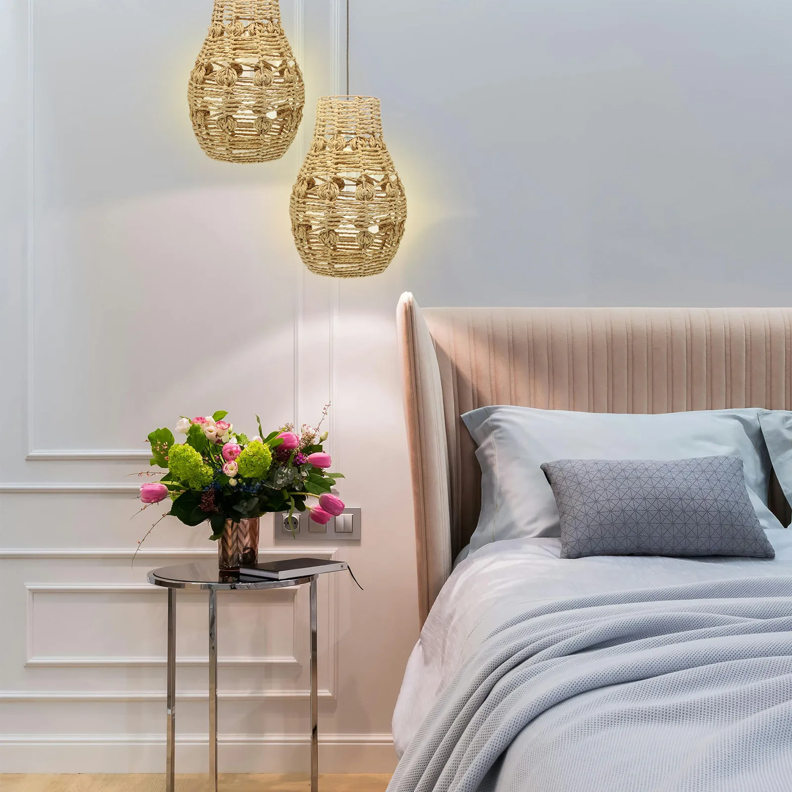 

Плетеный абажур в китайском стиле из ротанга, прочный, в деревенском стиле бохо, для потолочного светильника, для дома, кафе, ресторана, абажур в стиле бохо