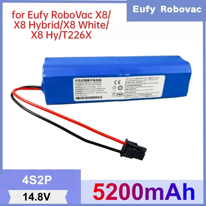 14.4V 5200mAh Battery for Eufy RoboVac X8 X8 Hybrid X8 White Robot Vacuum Cleaner Spare Parts Replacement Battery