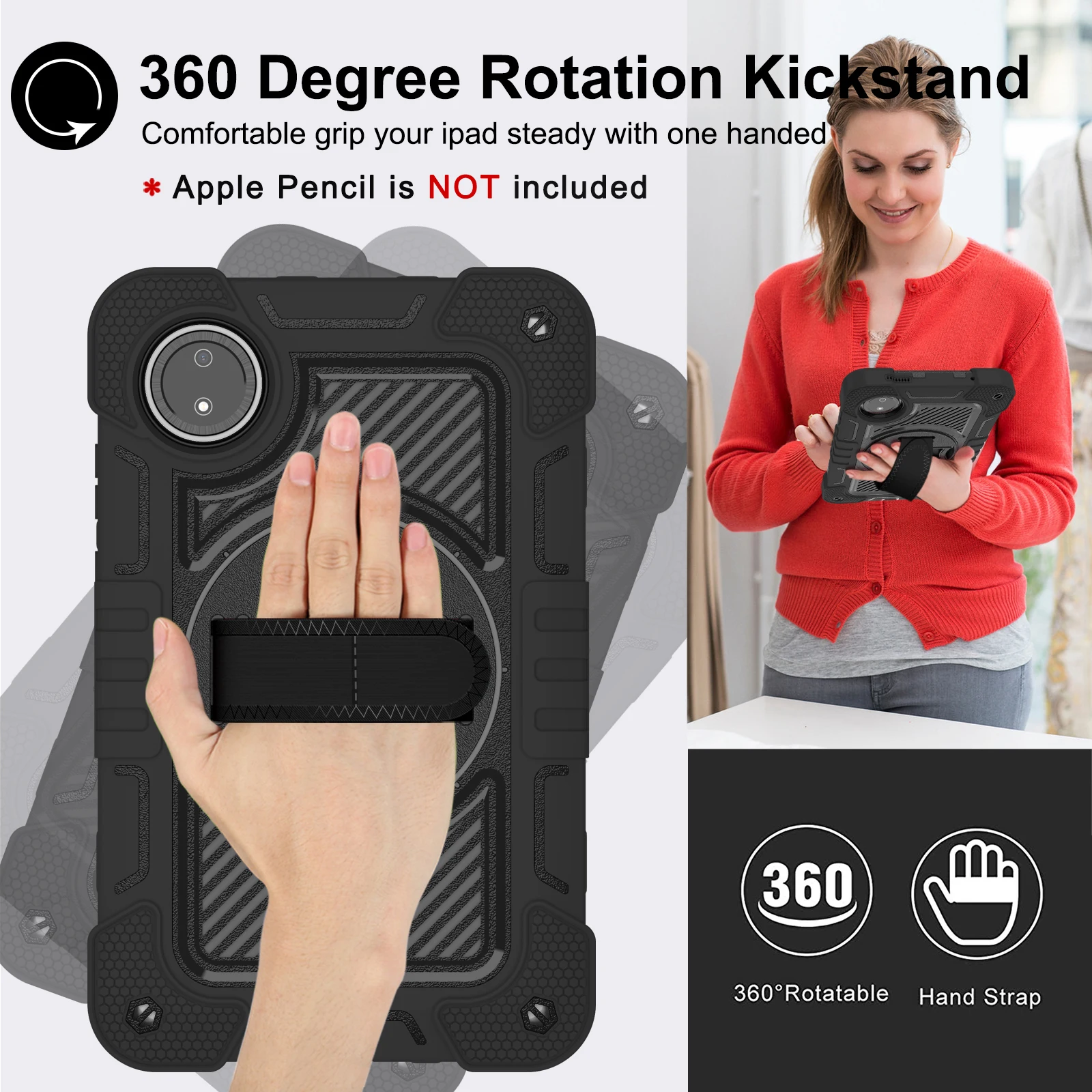 360 Rotatable CaseสําหรับXiaomi Redmi Pad SE 8.7 2024 (Redmi Pad SE 4G) ฝาครอบมือสายรัดไหล่กันกระแทกPC-ซิลิโคน