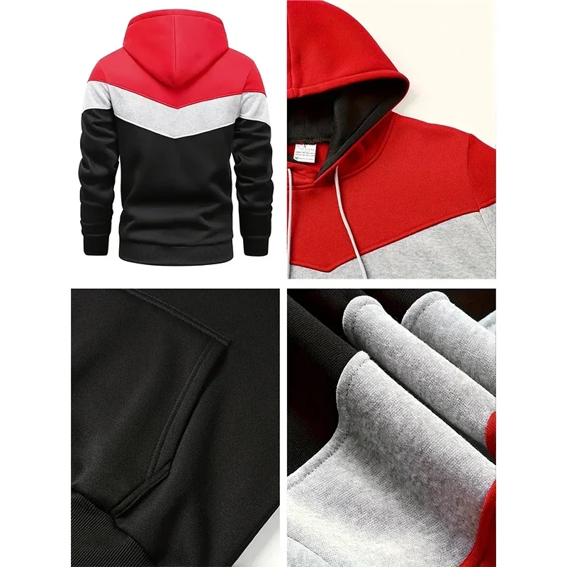 Spring and Winter Men\'s Casual Pullover Hoodie Hoodie + Trousers Two-piece Fashion Printed Outdoor Jogging Wear Sportswear Suit