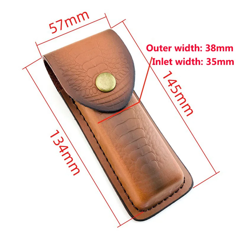 134MM Inner Length Folding Knife Cowhide Scabbard Cow Leather Sheath Swiss Army Knives Pliers Tools Cover Pouch Storage Bag view 6