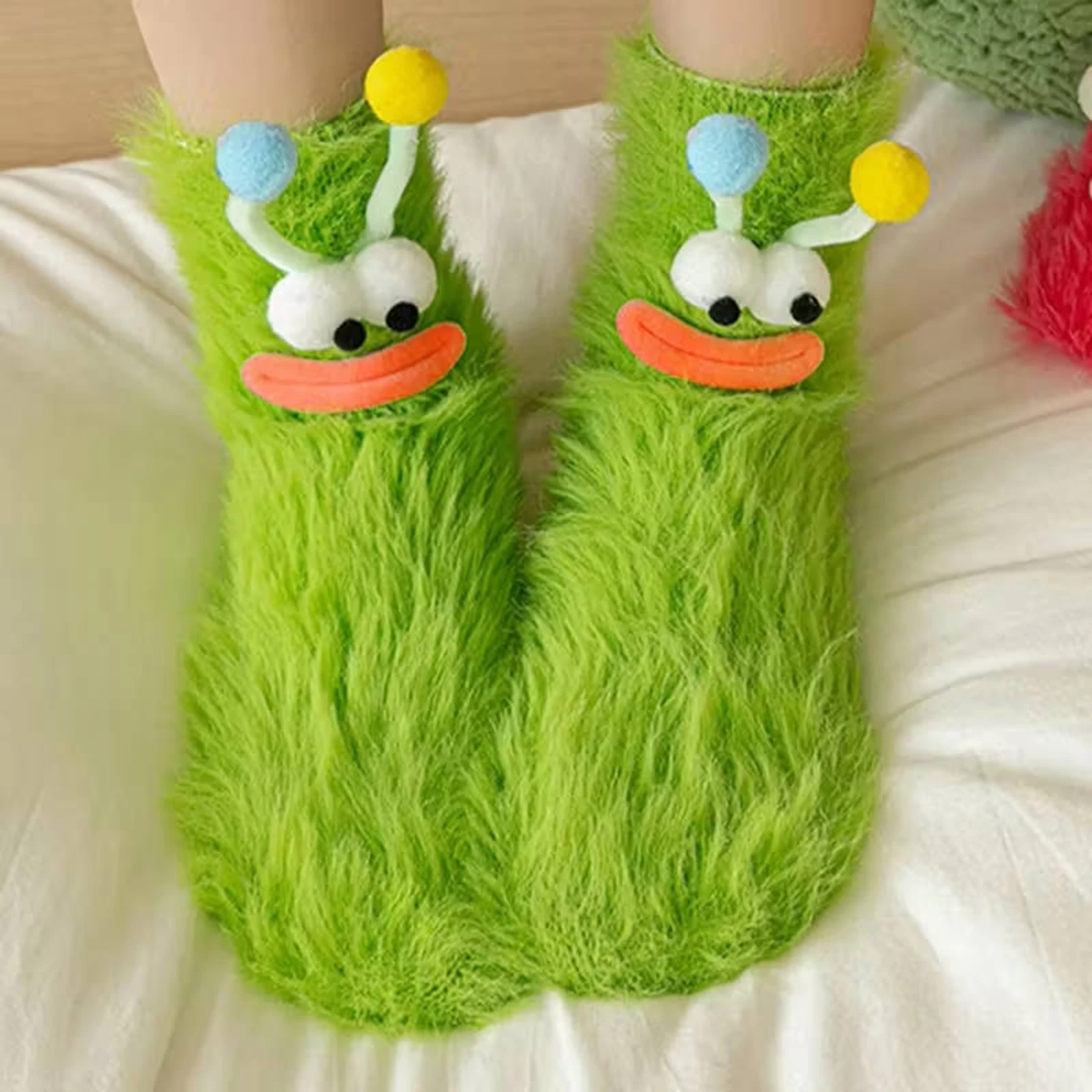 

Ugly and Cute Women's Mid-Tube Socks Winter Soft Comfy Floor Sleeping Socks Home Furry Warm Funny Couple Socks Christmas Gifts