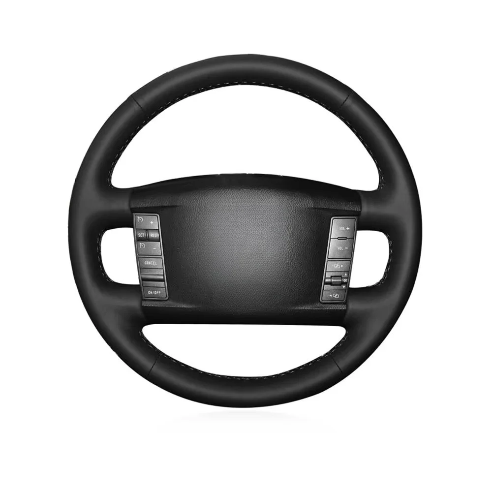 For Volkswagen VW Touareg Phaeton 2002 2003 2004 2005 2006-2008 2009 2010 Black Genuine Leather Car Steering Wheel Cover view 2