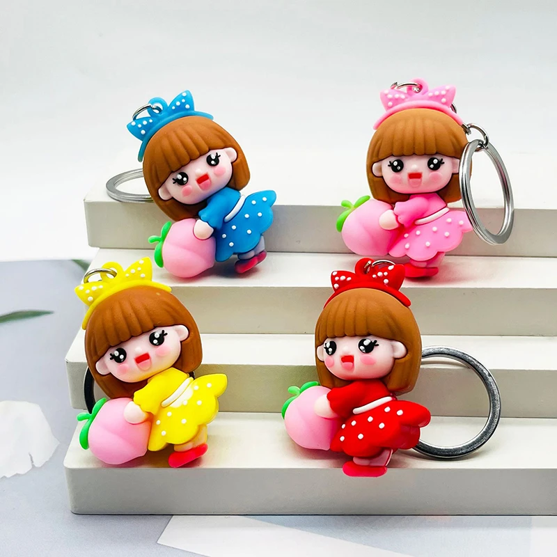 

Rubber Cute Cartoon Peach Girl Keychain Girl Doll Keychain Bag Pendant Hanging Accessories