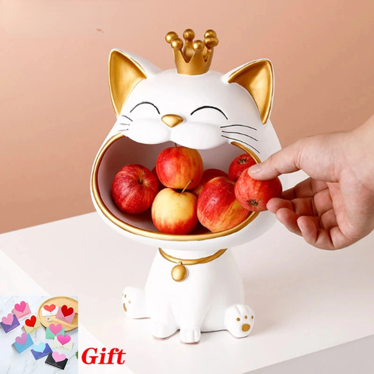 

Lucky Cat Statue Sculpture Table Decoration Miniature Figurine Sundries Storage Box Modern Living Room Desk