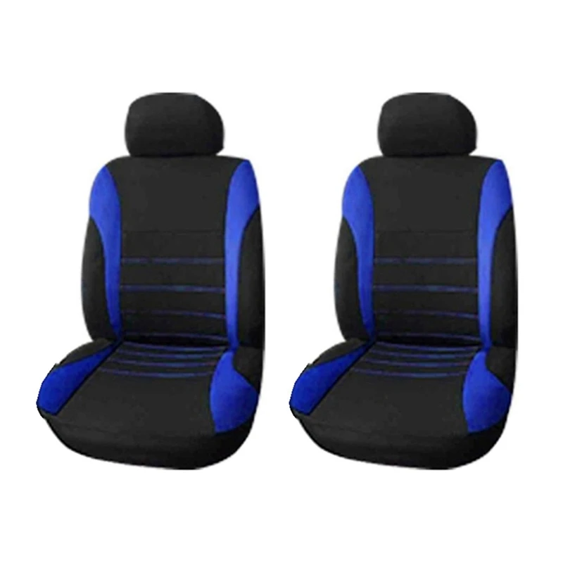 2X Front Car Seat Covers Front  Ready Sport Bucket Seat Cover, 2-Piece Set Automobiles Seat Covers (Black + Blue)