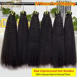 Double Drawn Kinky Straight Hair Bundles 100% Human Hair Weave Vietnamese Raw Hair Bundles Coarse Yaki Extension Full Thick #1B