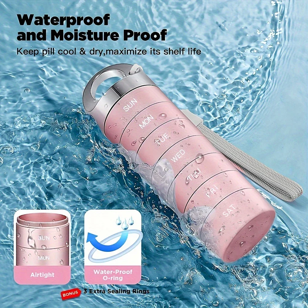 Portable Medicine Splitter Container 7 Day Pill Boxes Remedy Organizer Case Weekly Medicine Organizer Vitamin Supplement
