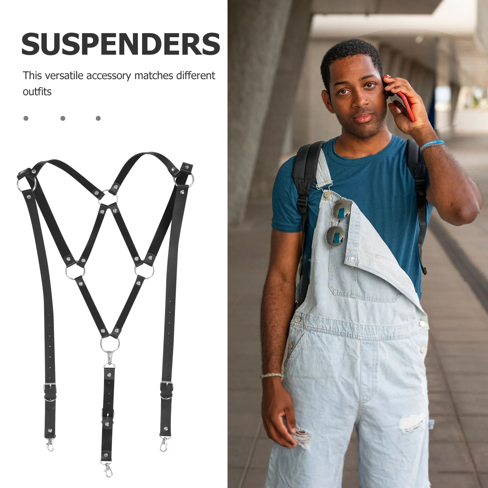 رجل الحمالات قابل للتعديل ريترو ستايل المألوف الحمالات السوداء للسراويل الجينز فستان بتصميم بدلة الأقواس الرجال #4