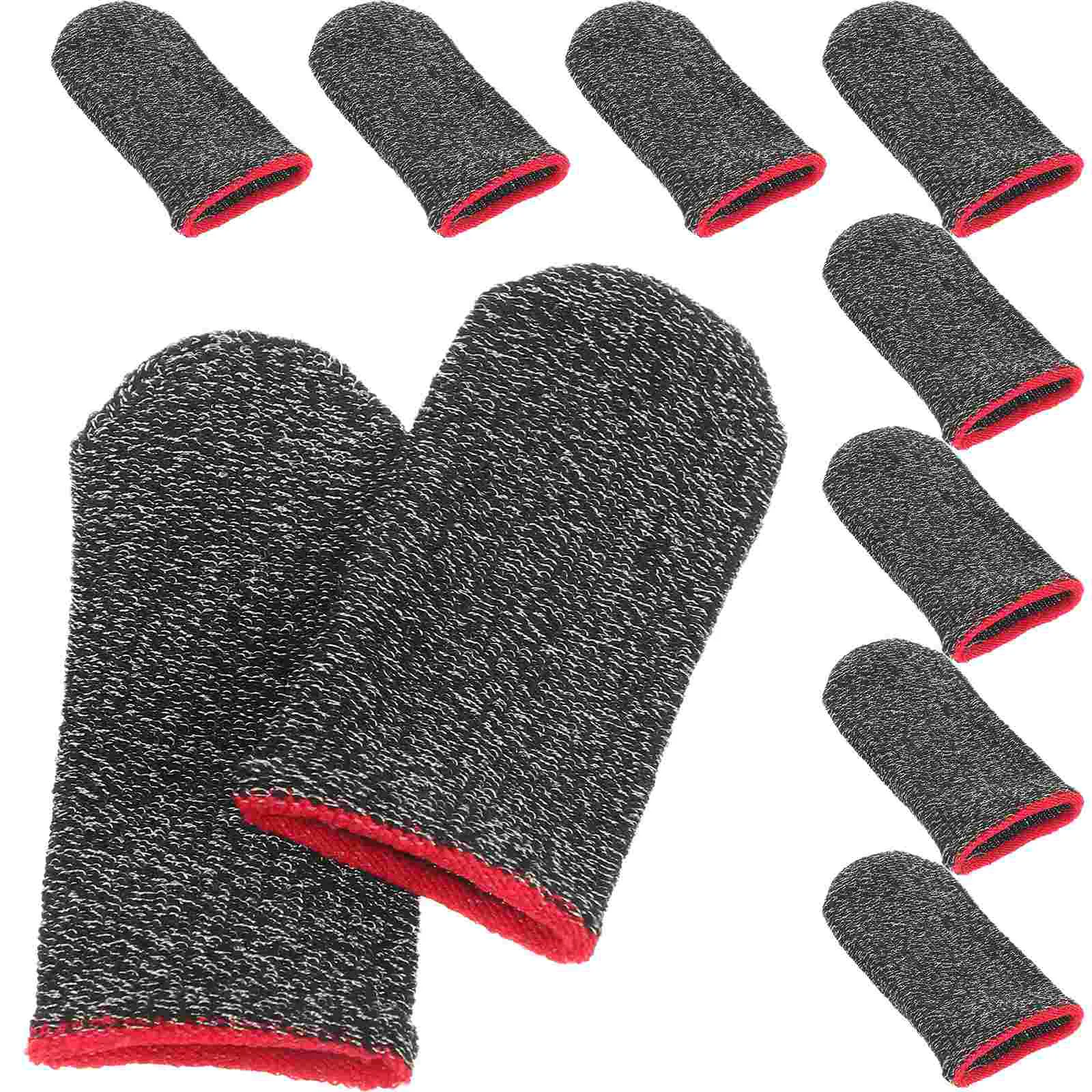 10 Pcs Finger Cots Mobile Game Cover Sleeve Sleeves Gloves for Gaming Black Thumb Fiber
