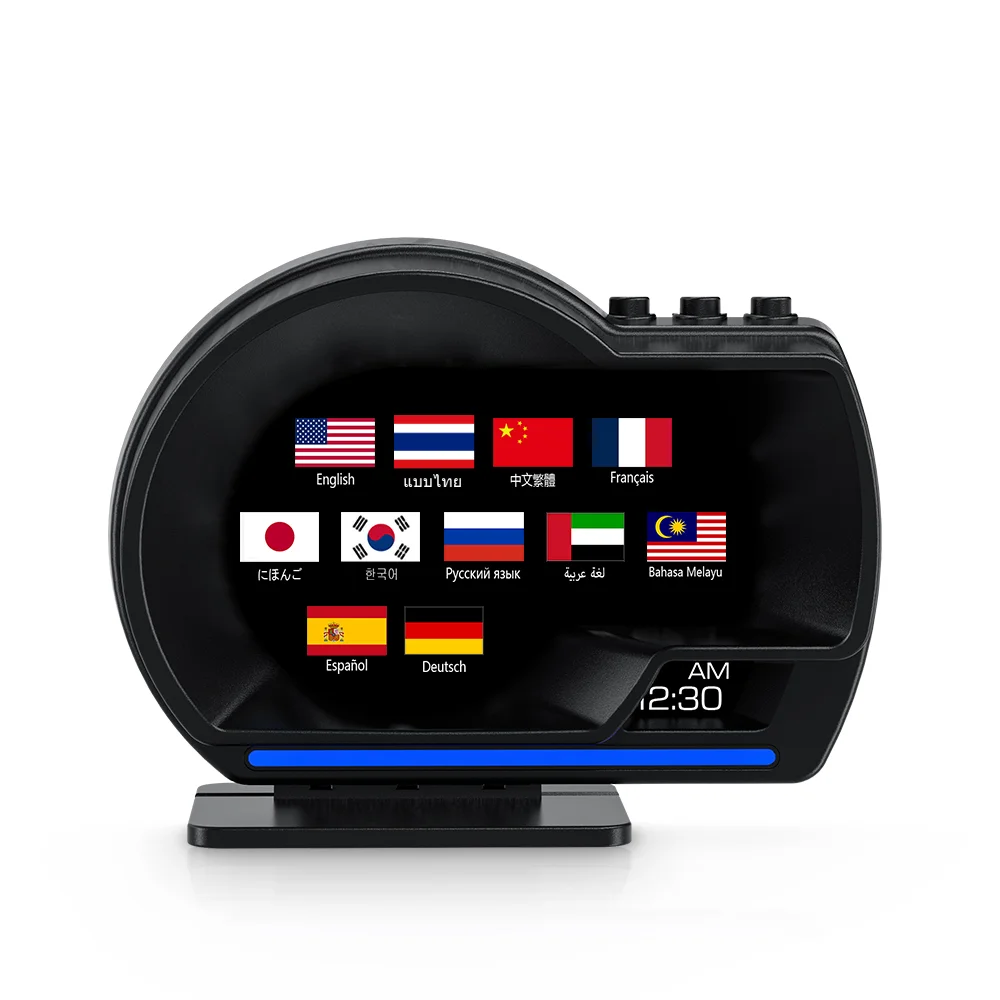 New Version P6 GPS Auto Meter OBD2 Gauge with Clock Function for Car Head up Display Russian Arabic Thai Spanish
