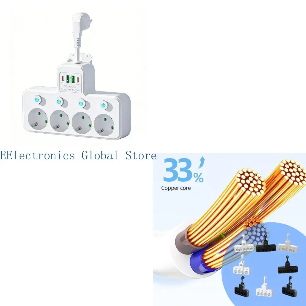 462B Multiple Plugs Extension Cord with Overloaded Protecting And Space Saving