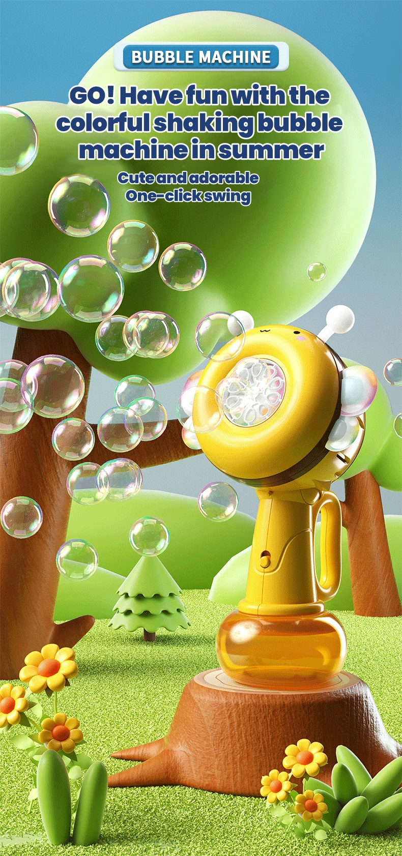 Bubble Gun Toy, Handheld Bubble Machine, Outdoor Bubble Blowing Toy voor kinderen, Bijenvormig bubble speelgoed, Kerstcadeaus voor kinderen