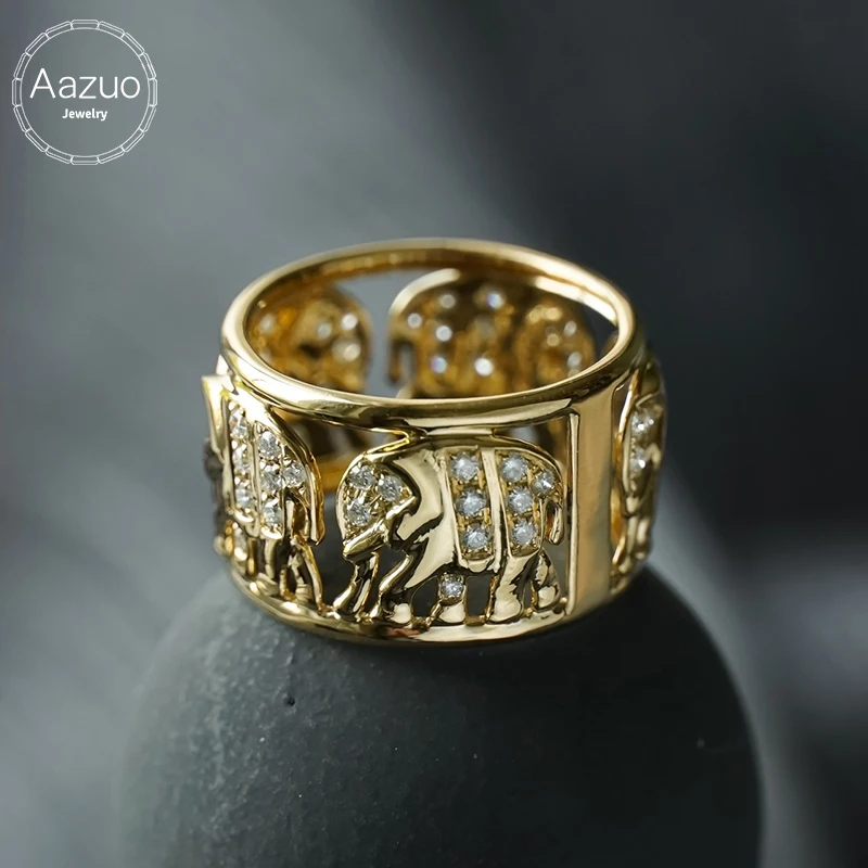 

Aazuo Vintage Jewely Real 18K Yellow Gold Natrual Diamonds Animal Luxury Lines Rings Gift For Woman&Man Birthday Party Au750