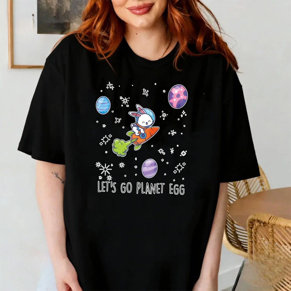 Planet Egg Easter T-shirt Space Bunny Raglan Oversized T Shirt Graphic T Shirts Shirts for Women Harajuku Gothic Y2k Tops Tees