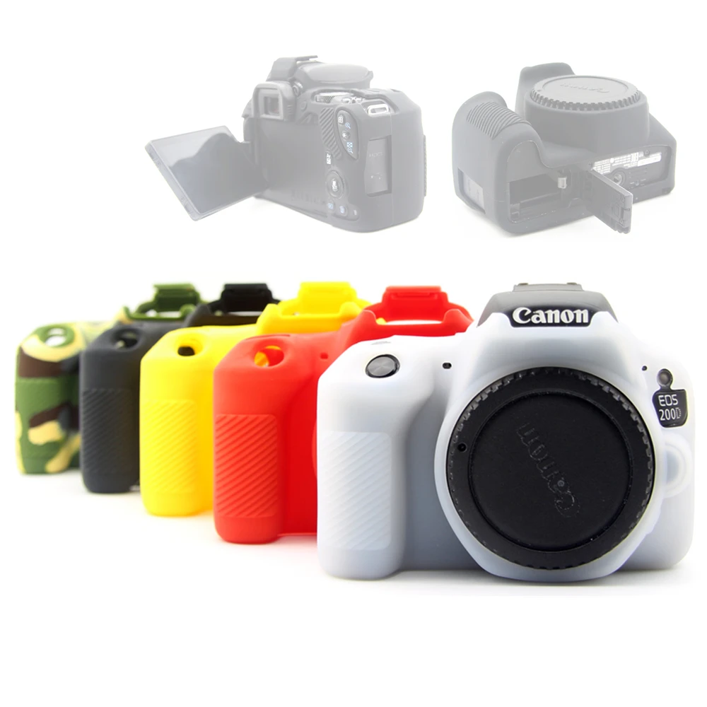 Rubber Silicon Case Soft Body Cover Protector Skin for Canon EOS 200D 250D / 200D II Rebel SL2 SL3 Kiss X9 X10 DSLR Camera