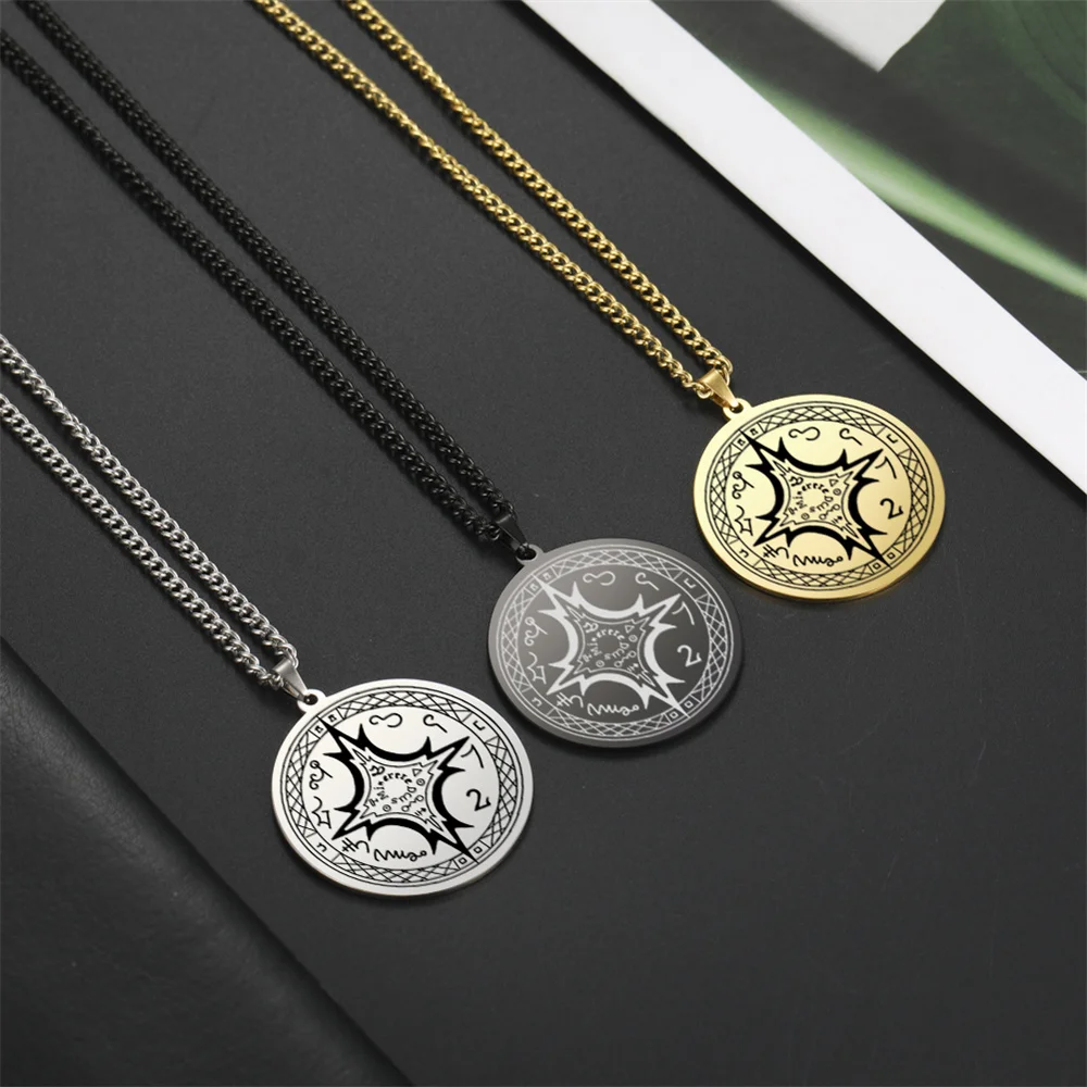 EUEAVAN Tetragrammaton Mastery of The Magical Arts Talisman Pendant Necklace Stainless Steel Chain Supernatural Amulet Jewelry