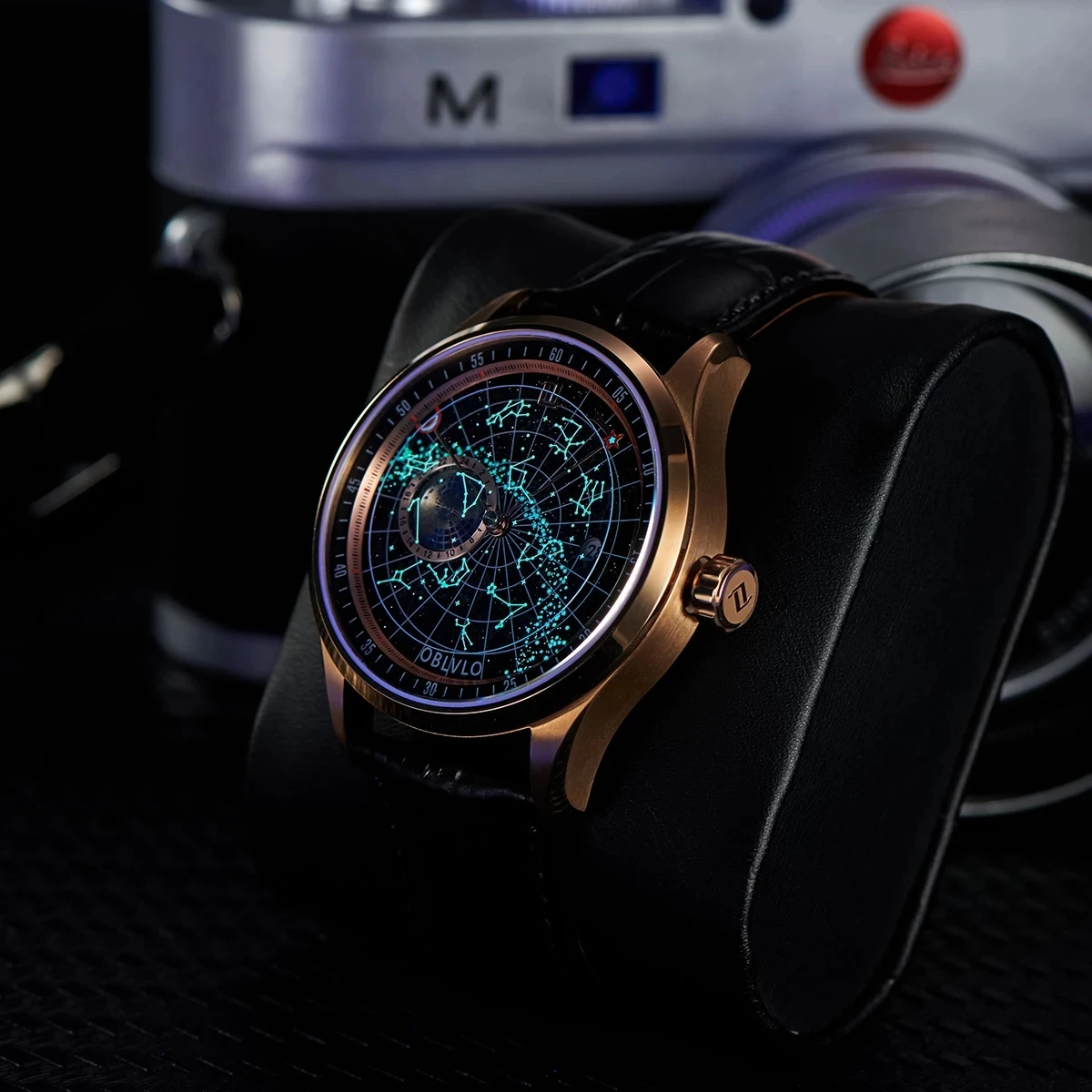 OBLVLO ผู้ชายนาฬิกาอัตโนมัติ 41 มม.นาฬิกาข้อมือกันน้ํา Sapphire Luminous Earth Star Dial